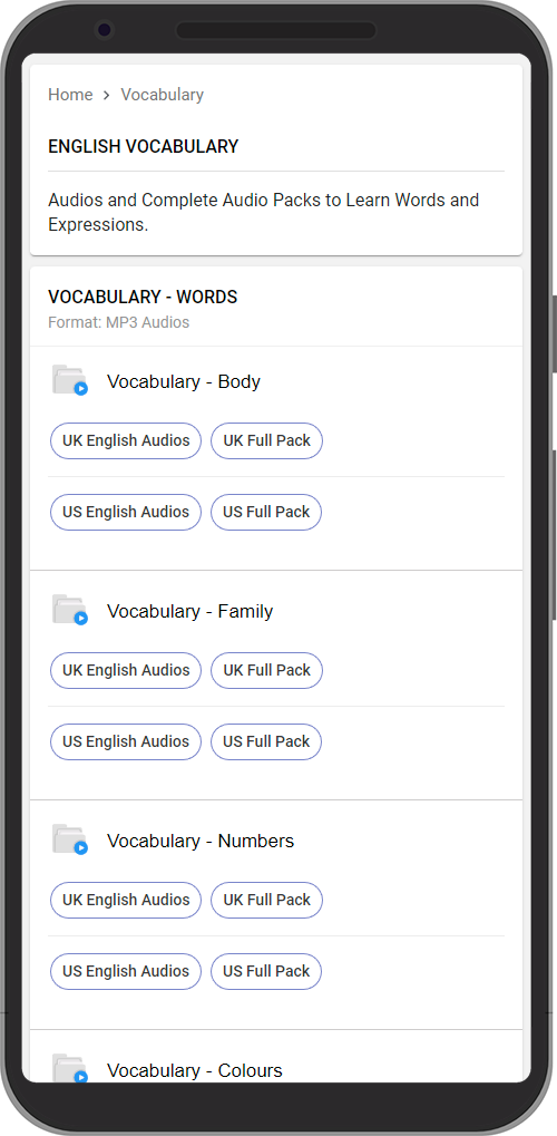 English Vocabulary Downloads
